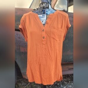 Orange Button-Up Women's Top Rose & Olive Brand